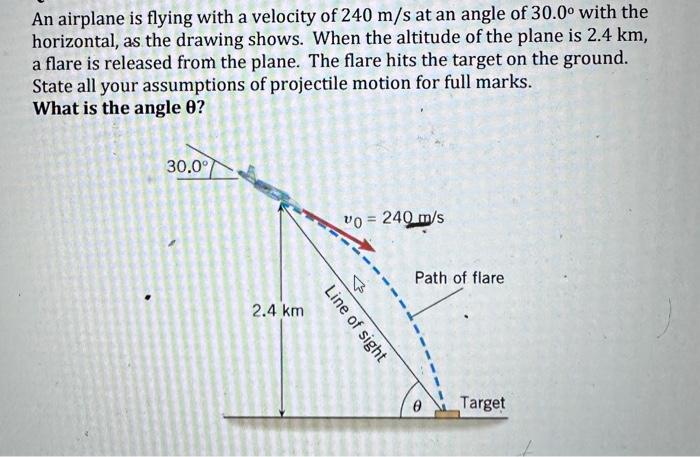 Solved An airplane is flying with a velocity of 240 m/s at | Chegg.com