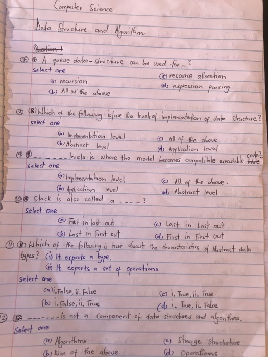 Solved Computer Science Data Structure And Algorithm . A 