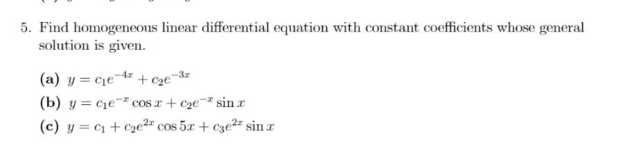 Find homogeneous linear differential equation with | Chegg.com