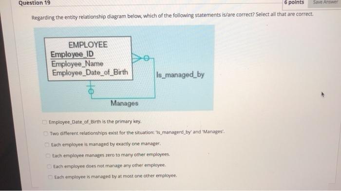 Solved Save Answer Question 19 6 Points Regarding The Entity | Chegg.com