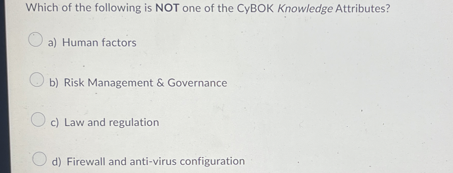 Solved Which of the following is NOT one of the CyBOK | Chegg.com