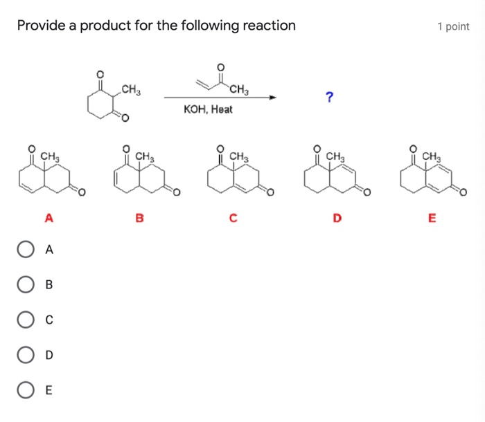 Solved Provide A Product For The Following Reaction 1 Point | Chegg.com