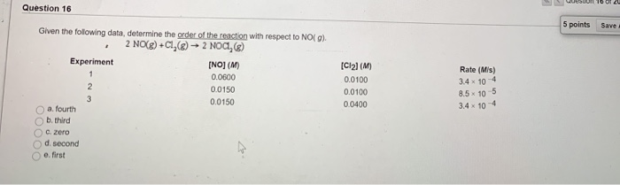 Solved Question 16 5 points Save 1 Rate (Mrs) Given the | Chegg.com