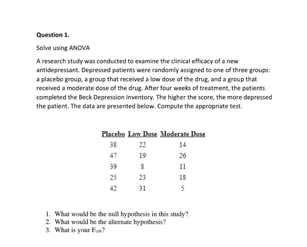 research study using anova