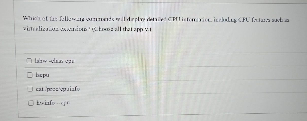 Solved Which of the following commands will display detailed | Chegg.com
