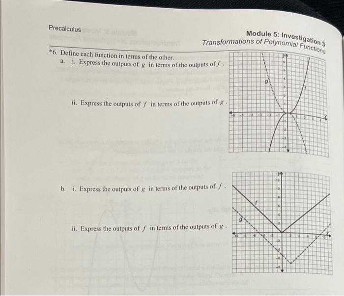 Solved Precalculus Module 5: Investigation 3 Transformations | Chegg.com