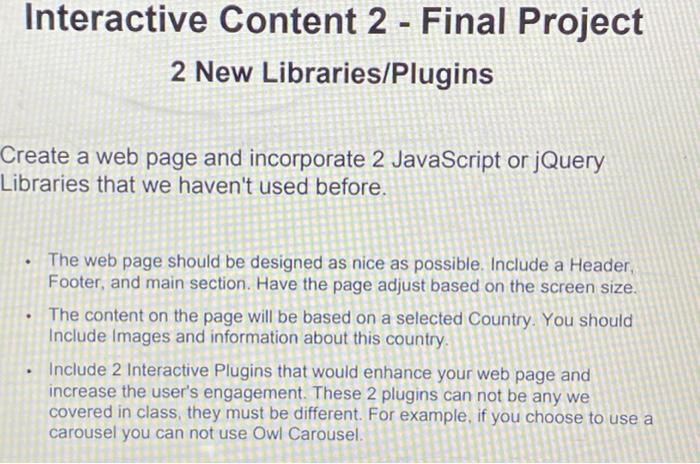 Solved Interactive Content 2 - Final Project 2 New | Chegg.com