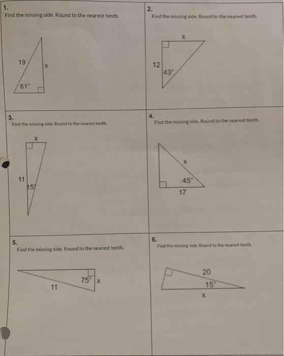 Solved Find the missing side. Round to the nearest tenth. 2. | Chegg.com