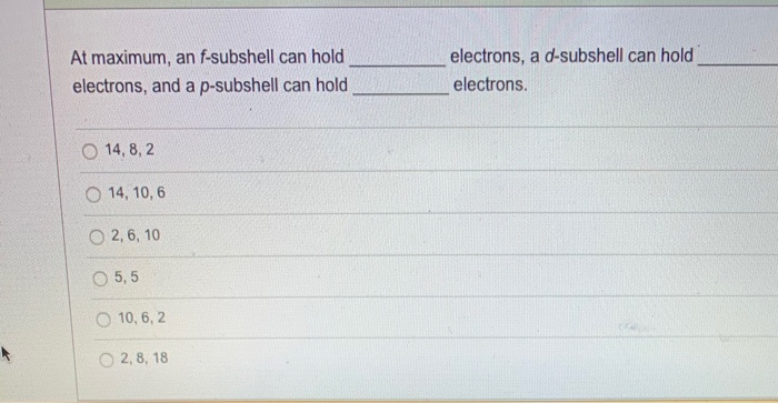 what is the maximum number of electrons that d subshell can hold