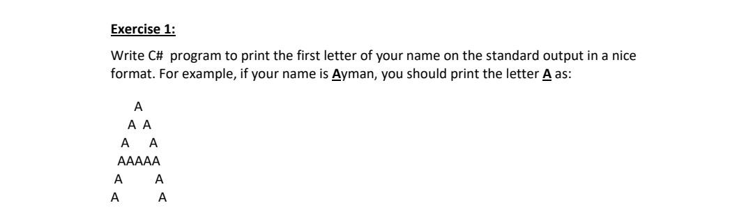 Solved Exercise 1: Write C\# program to print the first | Chegg.com