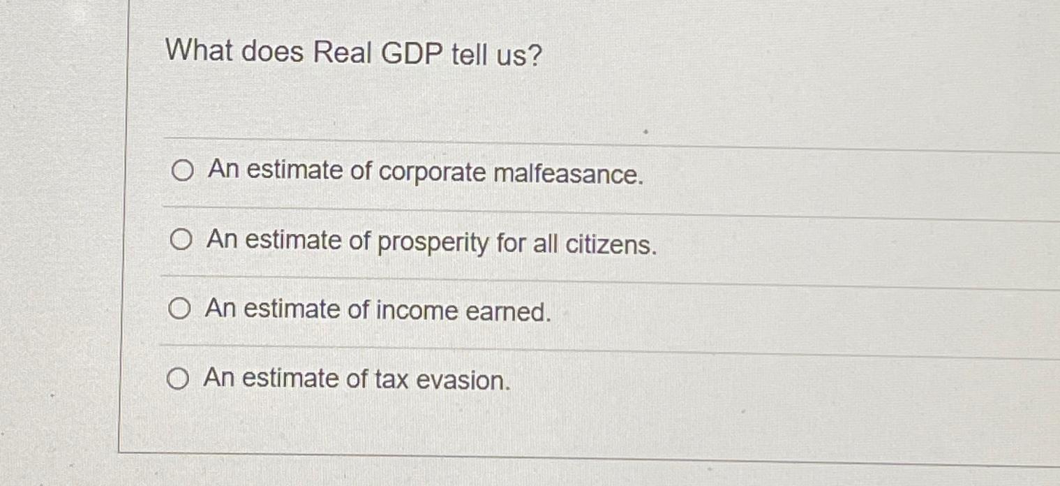 Solved What does Real GDP tell us?An estimate of corporate