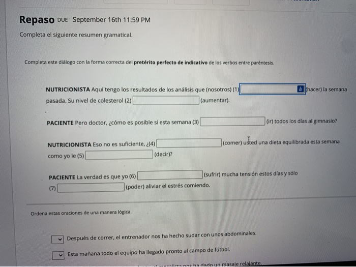 Repaso Due September 16th 11 59 Pm Pleta El Chegg 