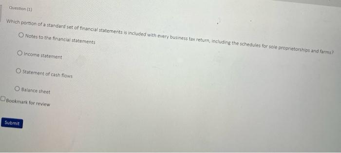 Solved Which portion of a standard set of financial | Chegg.com