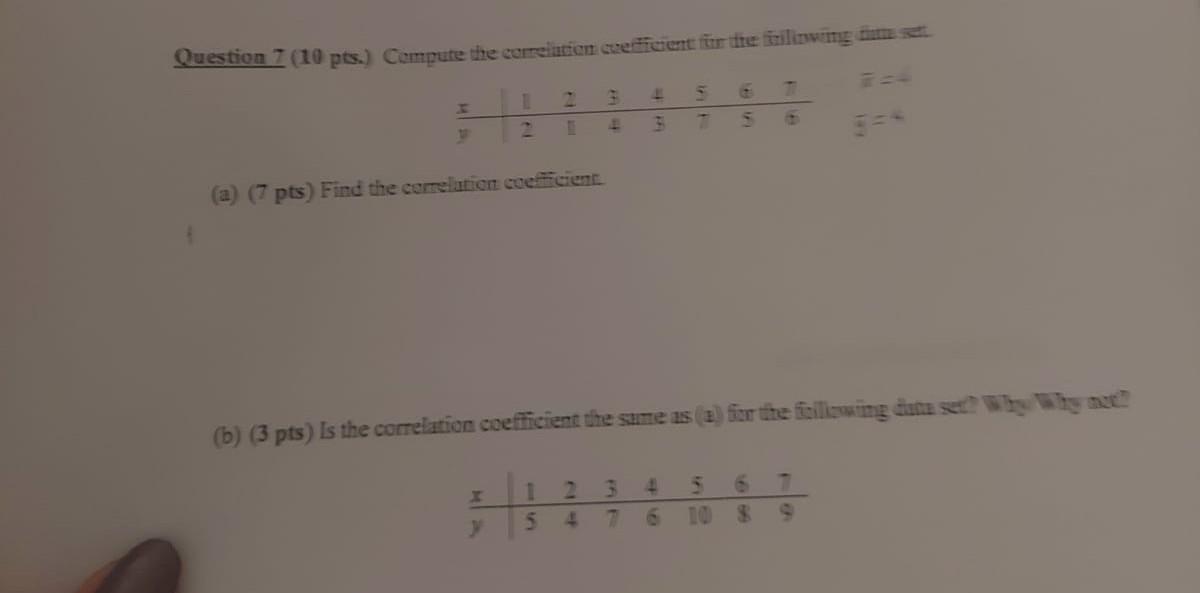 Solved Question 7 (10 pts.) Compute the correlation | Chegg.com