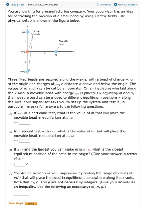 Solved 2. /125 Points SerPSE 10 22.3.OP.006.ctx. My Notes | Chegg.com