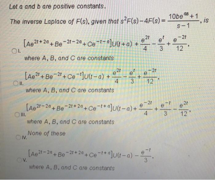 Solved Let A And B Are Positive Constants The Inverse La Chegg Com