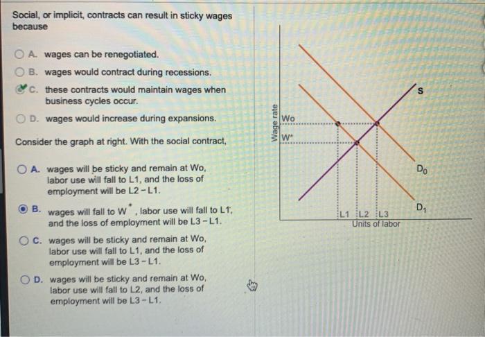 Solved Social, or implicit, contracts can result in sticky | Chegg.com