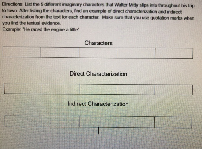 Directions List The 5 Different Imaginary Characters Chegg Com