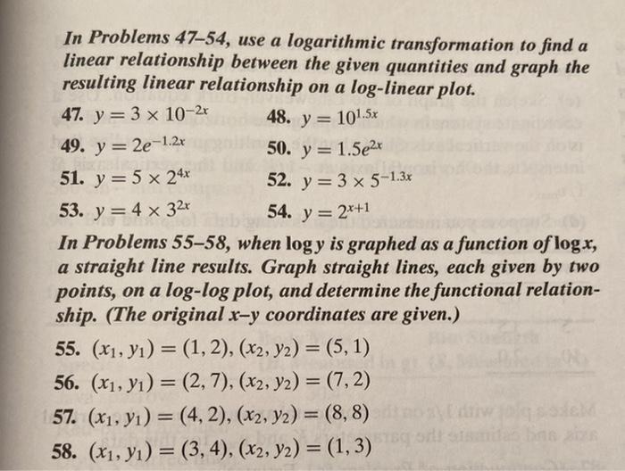Solved In Problems 47–54, use a logarithmic transformation | Chegg.com