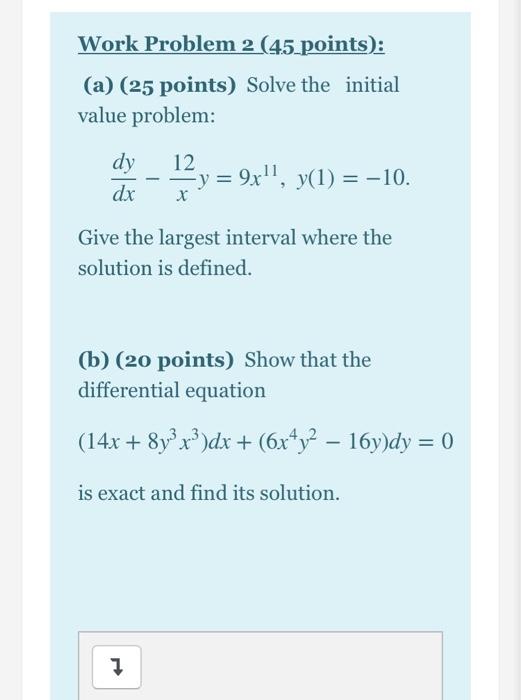 Solved Work Problem 2 (45 points): (a) (25 points) Solve the | Chegg.com