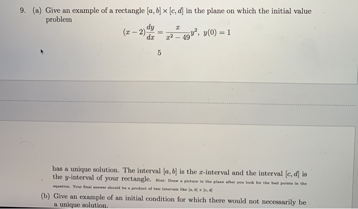 Solved 9. (a) Give an example of a rectangle [a, b] x [c, d] | Chegg.com