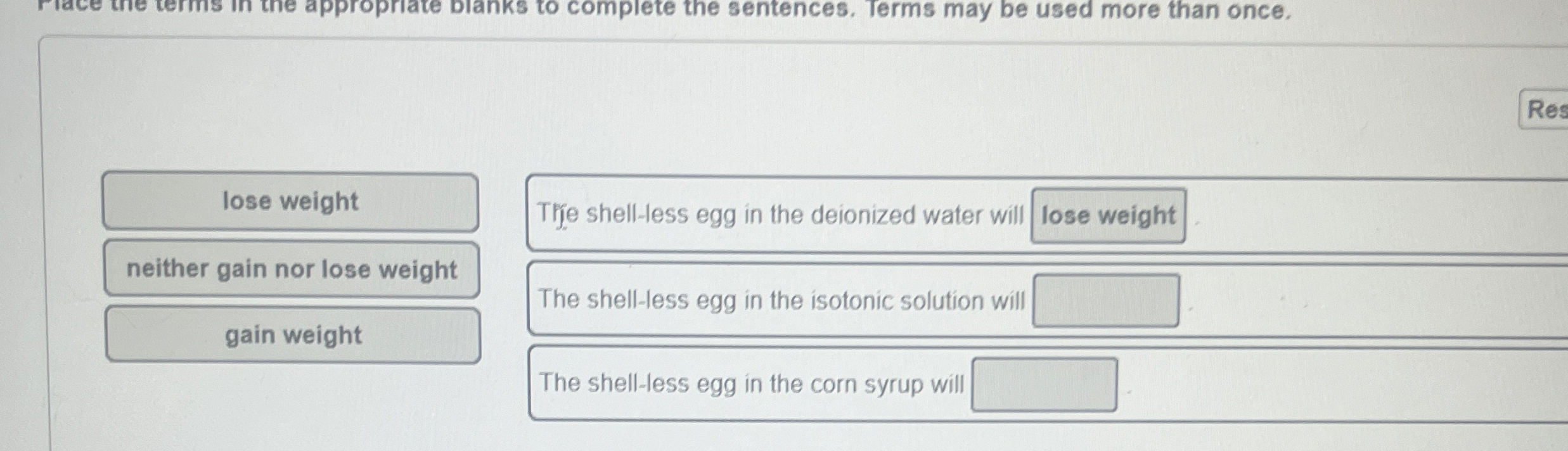Solved Tjie shellless egg in the deionized water will lose