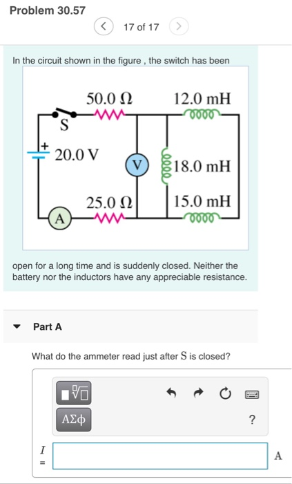 Solved Problem 30.57 17 of 17 > In the circuit shown in the | Chegg.com