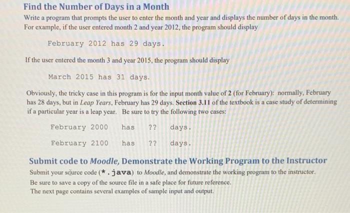 Solved Find the Number of Days in a Month Write a program | Chegg.com
