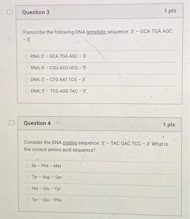 Solved Transcribe the following DNA template sequence: 3′ - | Chegg.com