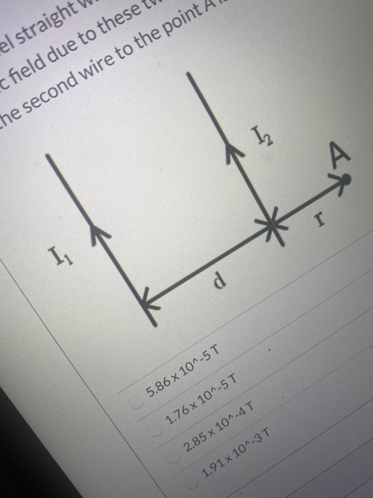 Solved Two parallel straight wires carry currents I1= 3.0 A | Chegg.com
