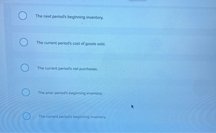 Solved The current period's ending inventory is: Multiple | Chegg.com - The Current Period's Ending Inventory Is