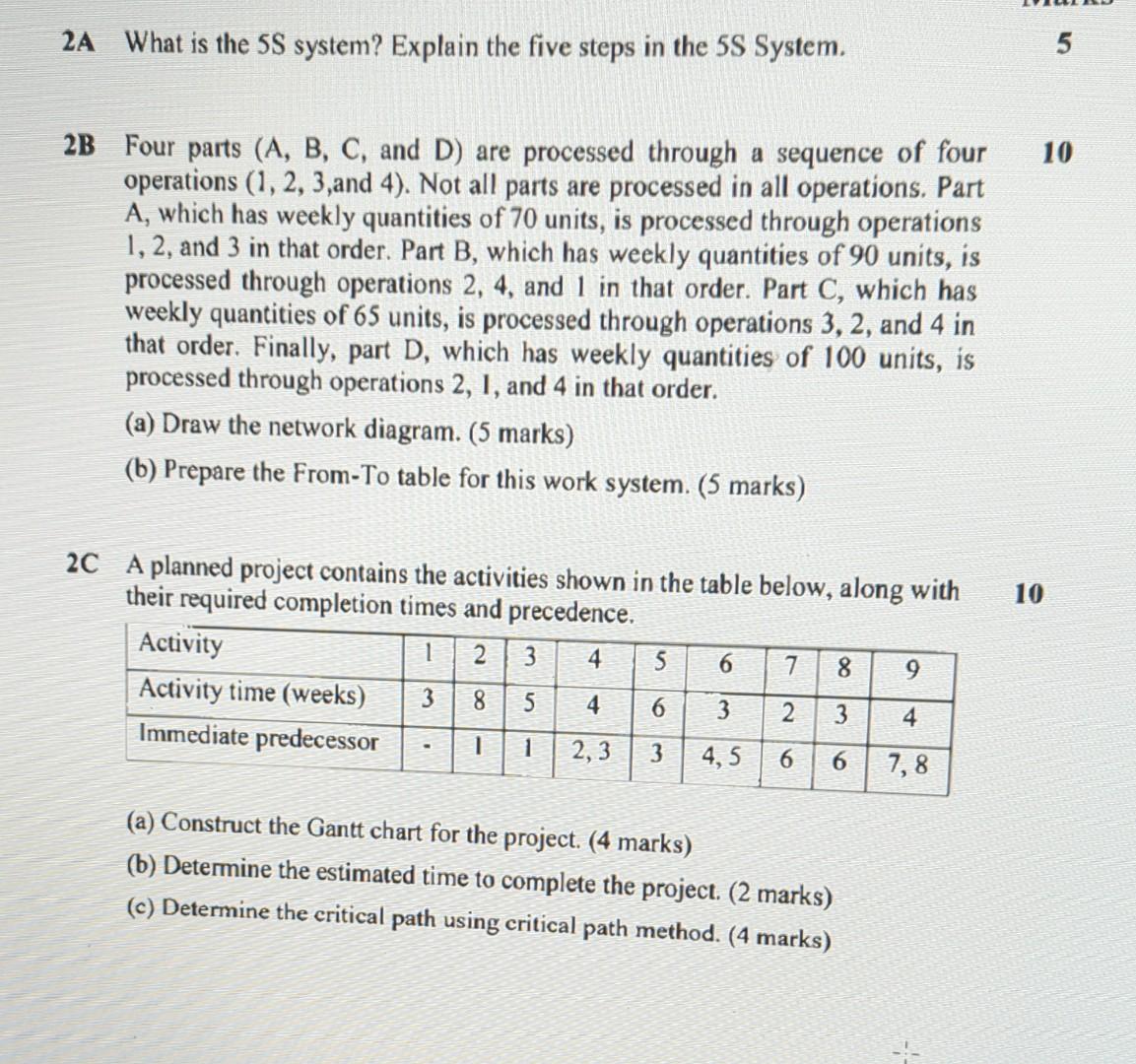 Solved 2A What is the 5S system? Explain the five steps in | Chegg.com