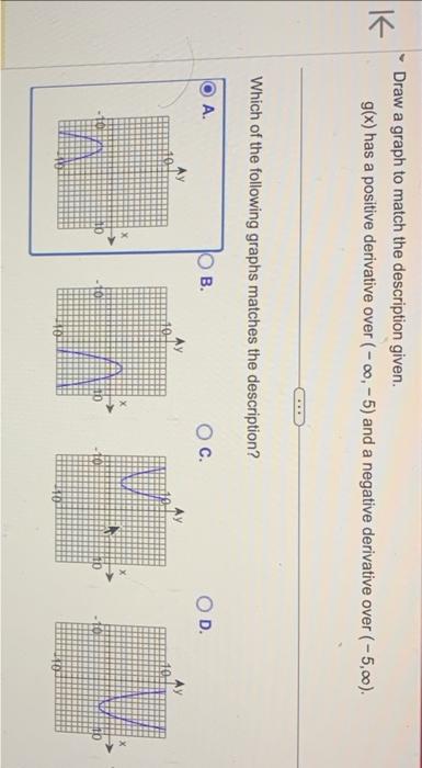 Draw a graph to match the description given.
\( g(x) \) has a positive derivative over \( (-\infty,-5) \) and a negative deri