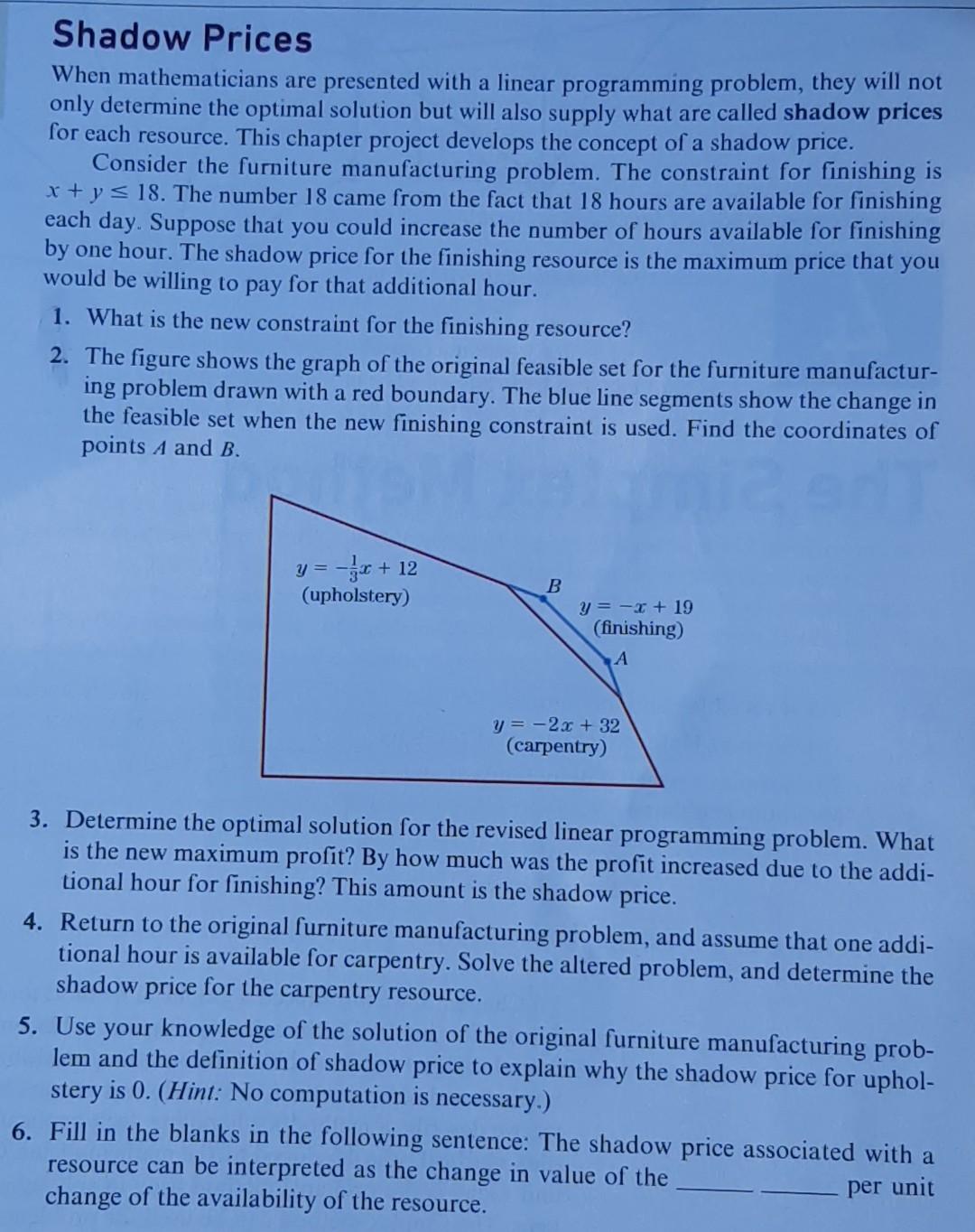 Solved Shadow Prices When mathematicians are presented with | Chegg.com