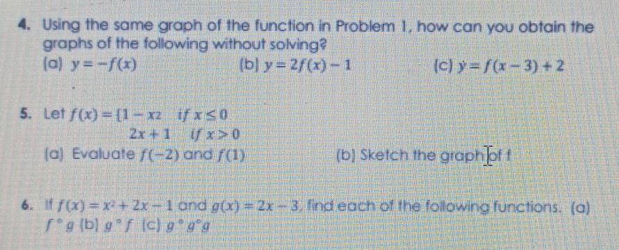 Solved 4. Using the same graph of the function in Problem | Chegg.com