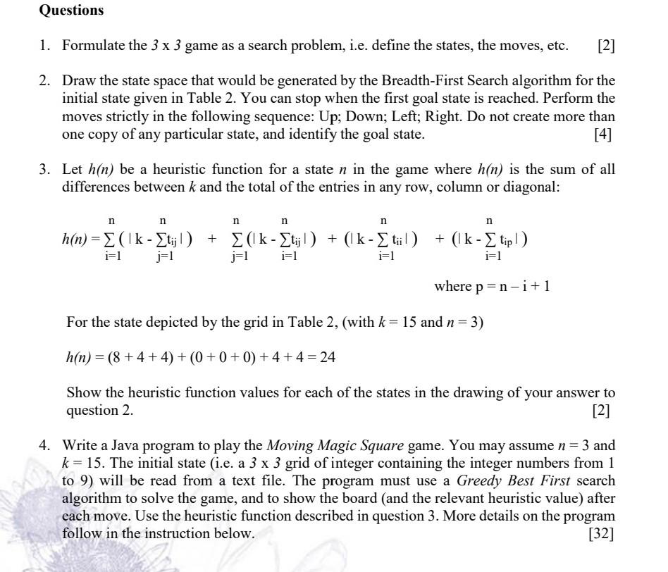 Solved Moving Magic Square is the name of a game that is Chegg