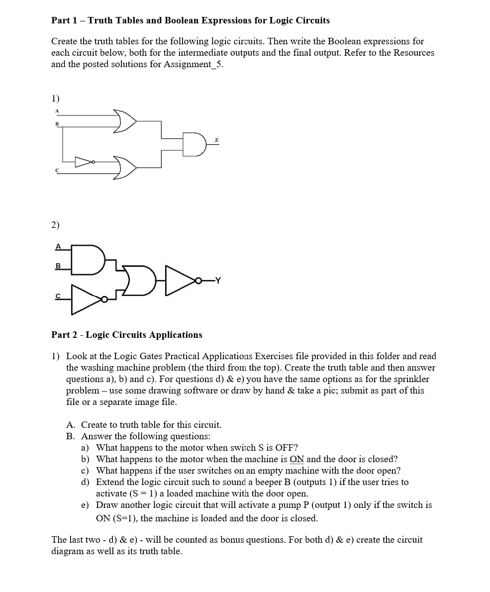 Solved Part 1 ï Truth Tables And Boolean Expressions For Chegg Solved Part 1 ï Truth Tables And Boolean Expressions For Chegg