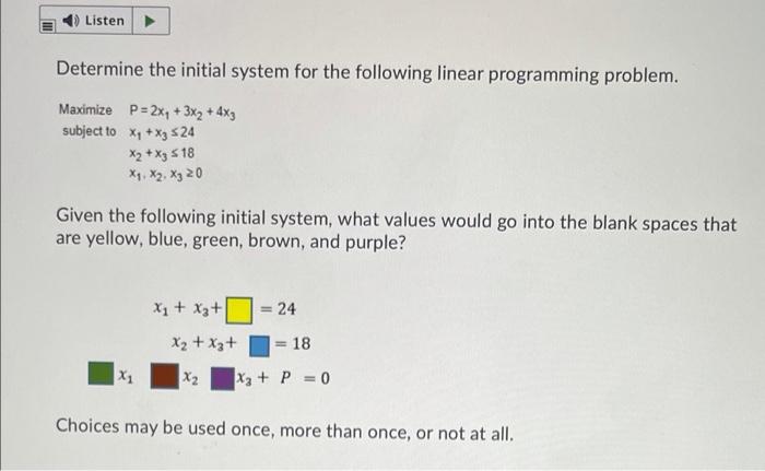 Solved Listen Determine the initial system for the following | Chegg.com