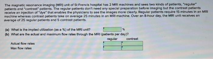 Solved The magnetic resonance imaging (MRI) unit of St | Chegg.com