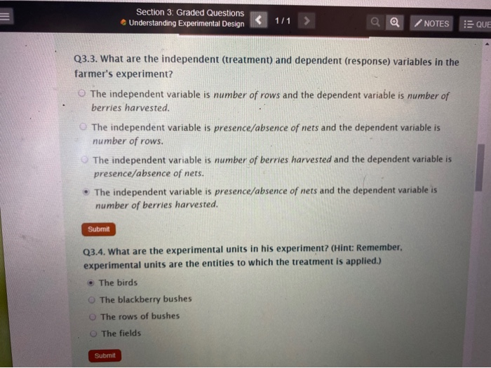 Solved Section 3. Graded Questions Understanding Experime...