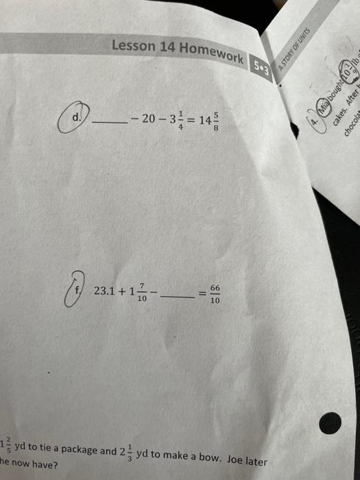 Solved Lesson 14 Homework 503 A STORY OF UNITS @_-20-3+= 14 | Chegg.com