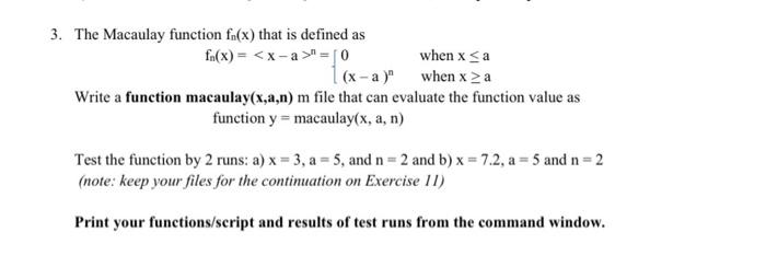 Solved 3. The Macaulay function f(x) that is defined as | Chegg.com