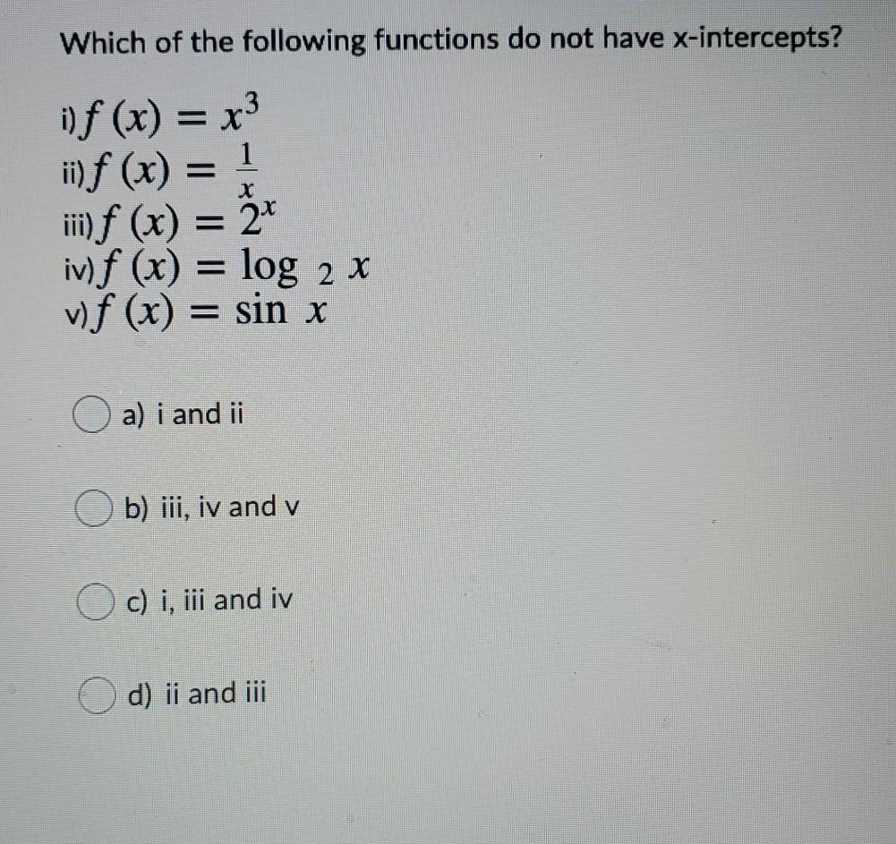 Solved Which of the following functions do not have | Chegg.com