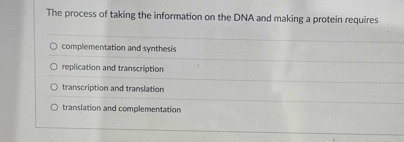 Solved The process of taking the information on the DNA and | Chegg.com