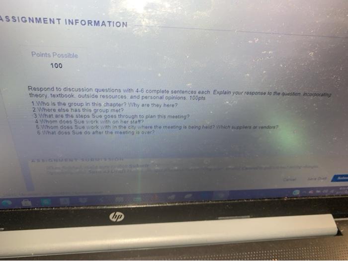 ASSIGNMENT INFORMATION Points Possible 100 Respond to | Chegg.com
