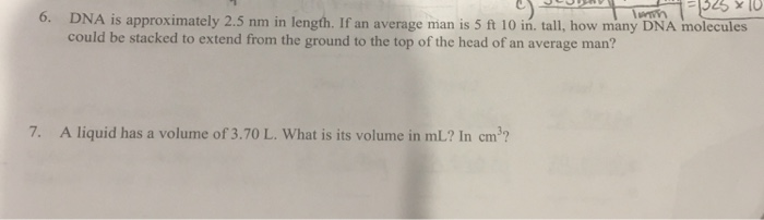 solved-525-x-6-dna-is-approximately-2-5-nm-in-length-if-an-chegg