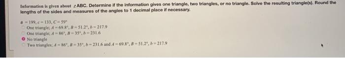 Solved Information is given about ABC. Determine if the | Chegg.com