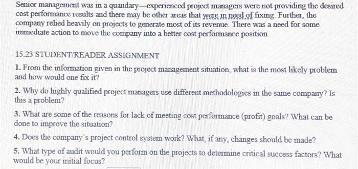 Solved 15.22 PROJECT MANAGEMENT SITUATION ESTABLISHING A | Chegg.com