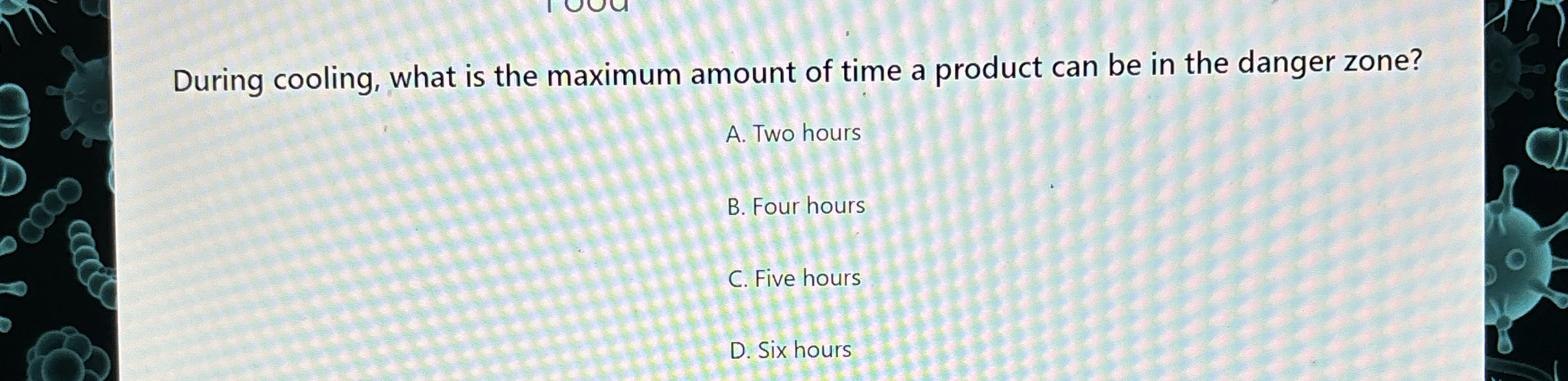 During cooling, what is the maximum amount of time a | Chegg.com