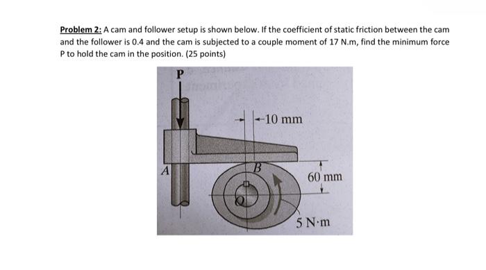 Solved Problem 2: A cam and follower setup is shown below. | Chegg.com